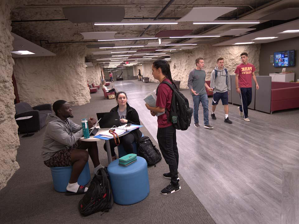 students in hallway